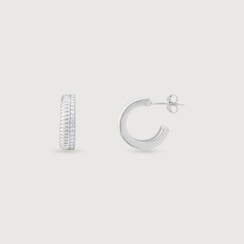 Linear Spark Silver Hoop Earrings