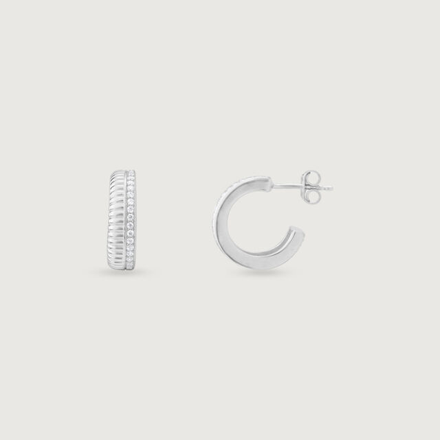 Linear Spark Silver Hoop Earrings,,hi-res image number null