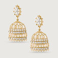 Majestic Lippan Gold & Diamond Jhumka,,hi-res view 2