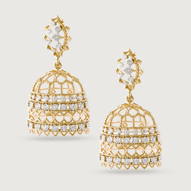 Majestic Lippan Gold & Diamond Jhumka,,hi-res image number null