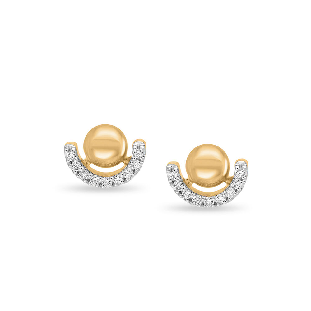 Buy 14KT Yellow Gold Half Circle Diamond Stud Earrings Online Mia by Tanishq