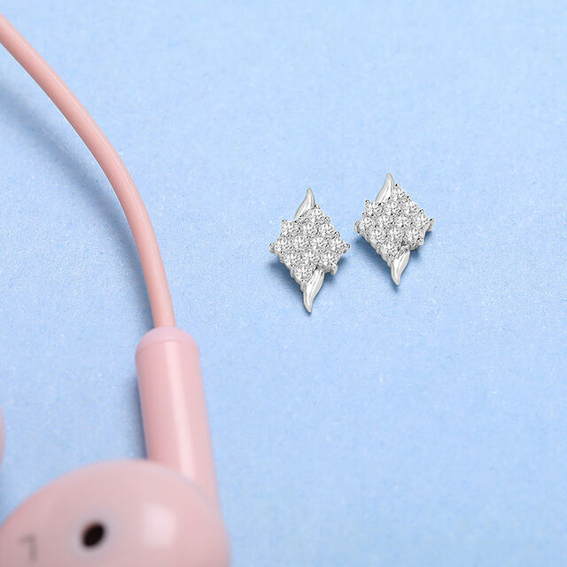 Luminous Radiant Silver Stud Earrings,,hi-res image number null