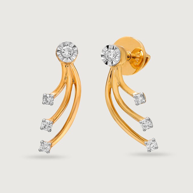 Cosmic Glam 14 Kt Gold and Diamond Stud Earrings,,hi-res image number null