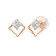 14KT Rose Gold Fine Geometric Diamond Stud Earrings,,hi-res view 2
