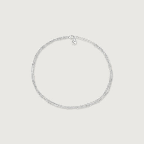 Layered Modern Silver Anklet