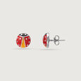 Whimsical Ladybug Silver Stud Earrings,,hi-res view 4