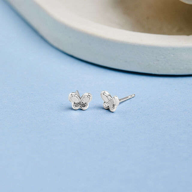 Mini Flutter Silver Stud Earrings,,hi-res image number null