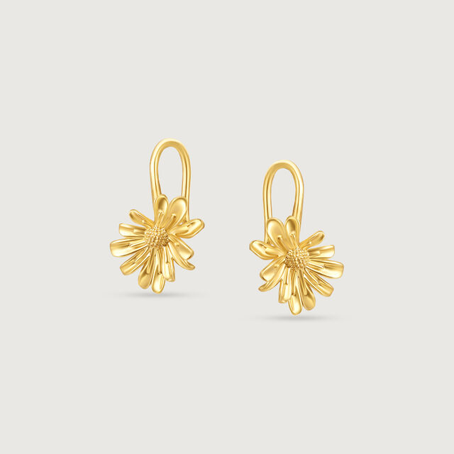 Dainty Daisy Gold Hoop Earrings,,hi-res image number null