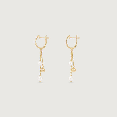 Playful Cascade Pearl Hoop Earrings