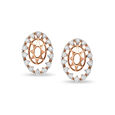 14kt Bespoke Oval Rose Gold Diamond Studded Stud Earrings,,hi-res view 1