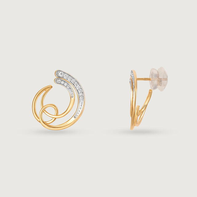 Dreamy Swirls 14 Kt Gold & Diamond Hoop Earrings,,hi-res image number null