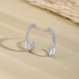 Textured Bold Silver Earrings,,hi-res view 1