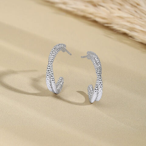 Textured Bold Silver Earrings