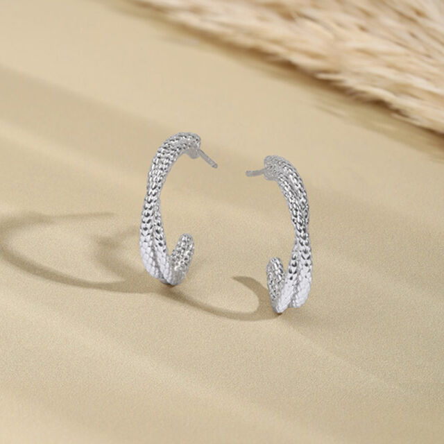 Textured Bold Silver Earrings,,hi-res image number null