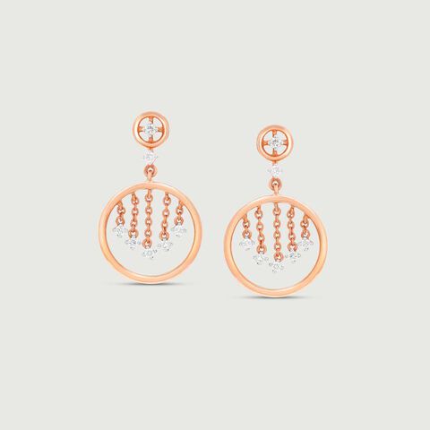 Halo Fringe Diamond Drop Earrings
