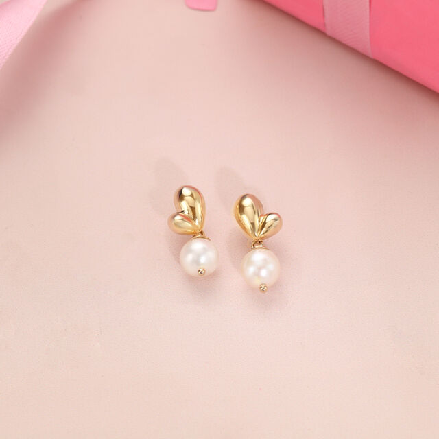 Mystic Love Pearl & Gold Drop Earrings,,hi-res image number null