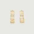 Wave Pattern Gold Hoop Earrings,,hi-res view 3