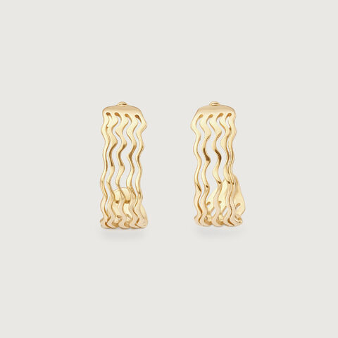 Wave Pattern Gold Hoop Earrings
