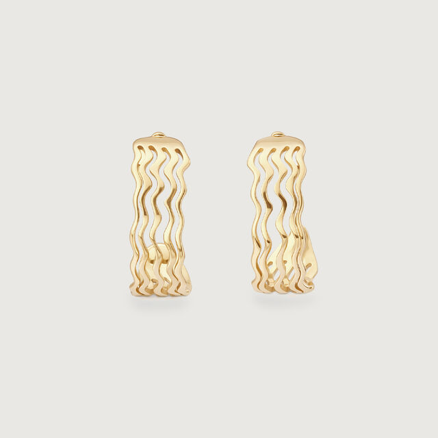 Wave Pattern Gold Hoop Earrings,,hi-res image number null