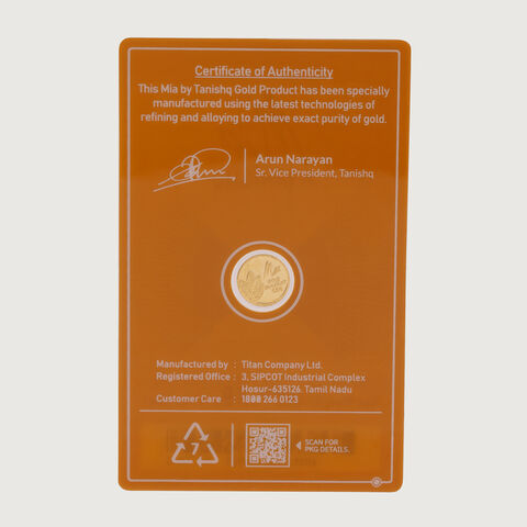 0.5 gm 24 Karat Mango Leaf Gold Coin (9999 Purity)