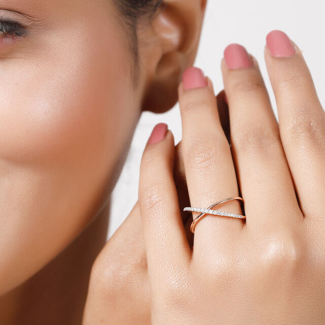 14KT Rose Gold Entwined Brilliance Diamond Finger Ring,,hi-res image number null