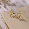 Architectural Chic Gold & Diamond Drop Earrings,,hi-res view 1