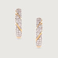 Refined Luxe Gold & Diamond Hoop Earrings,,hi-res view 3
