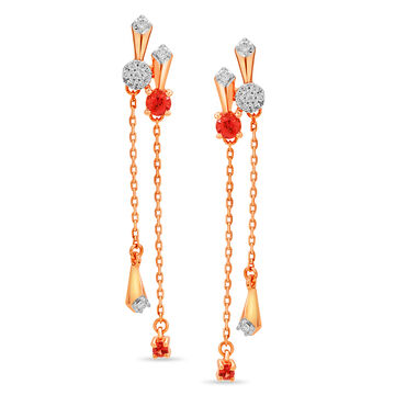 14 KT Rose Gold Slender Tassels Drop Earrings