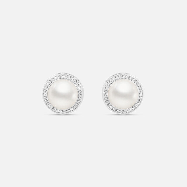 Luxe Pearl Silver Stud Earrings,,hi-res image number null