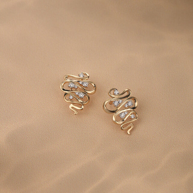 Gleaming Brook 14 Kt Gold & Diamond Stud Earrings,,hi-res image number null