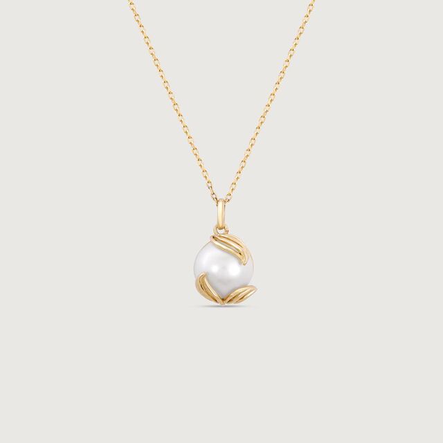 Lotus Bud Pearl Pendant,,hi-res image number null