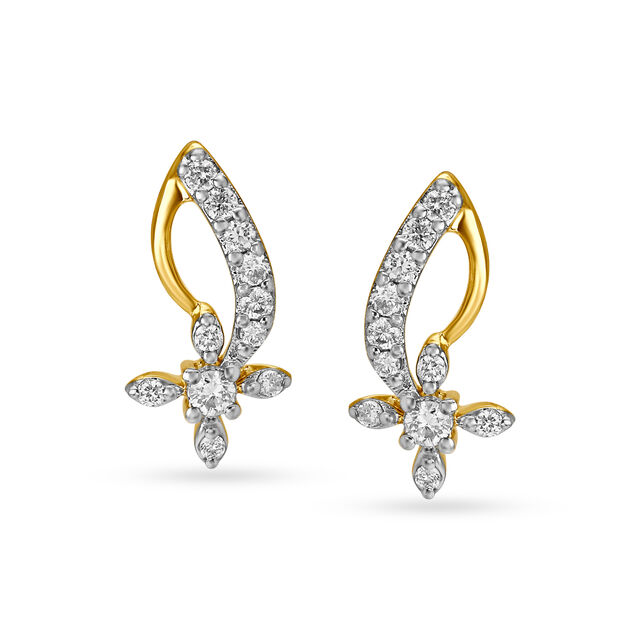 14Kt Yellow Gold Diamond Stud Earrings,,hi-res view 1