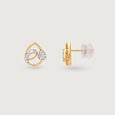 Glistening Teardrop Gold & Diamond Stud Earrings,,hi-res view 4