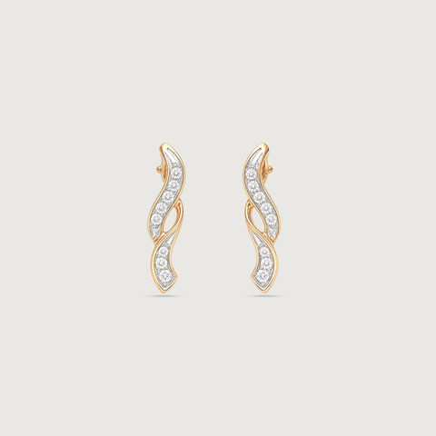 Flowing Whisper Diamond Stud Earrings