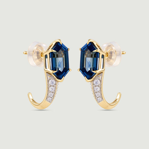 Blue Radiance Topaz Gold Hoop Earrings