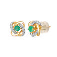 14KT Yellow Gold Radiant Ripples Emerald and Diamond Earring,,hi-res view 3