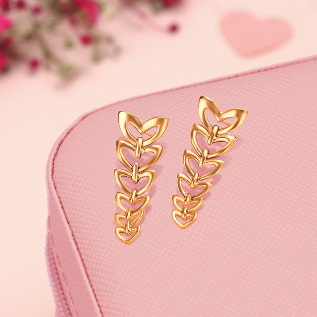 Cascade of Hearts 14KT Yellow Gold Drop Earrings,,hi-res image number null