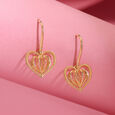 Dangling Hearts 14KT  Gold Hoop Earring for her,,hi-res view 1