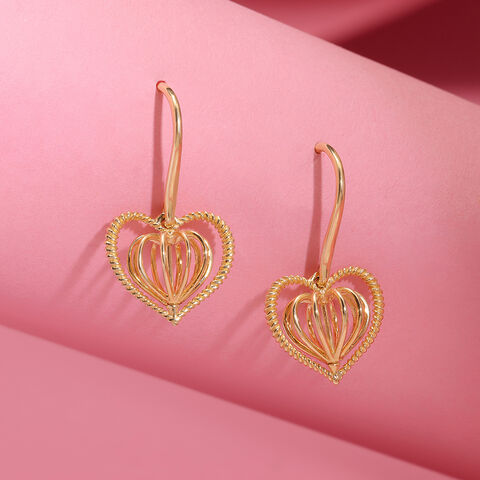 Dangling Hearts 14KT  Gold Hoop Earring for her