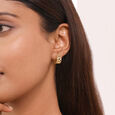 Intricate Lattice Gold Hoop Earrings,,hi-res view 2