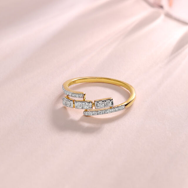 Contemporary Charm Gold & Diamond Finger Ring,,hi-res image number null