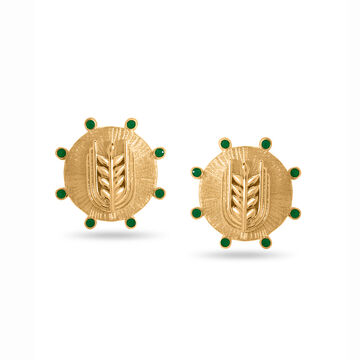 18 KT Yellow Gold Dhan Coin Stud Earrings