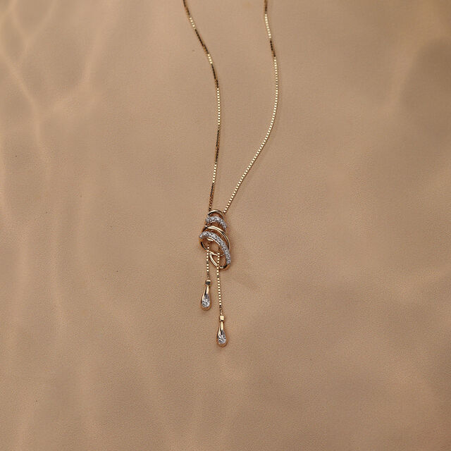 Spiral Serenade 14 Kt Gold & Diamond Necklace,,hi-res image number null