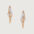 Elegant Wave Gold & Diamond Hoop Earrings,,hi-res view 3