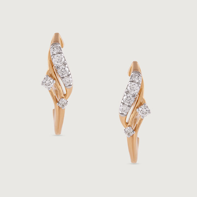 Elegant Wave Gold & Diamond Hoop Earrings,,hi-res image number null
