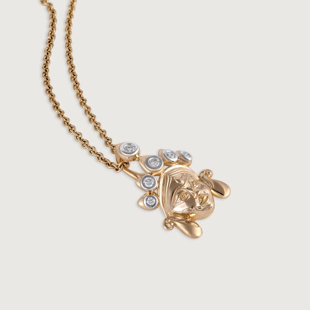 Maa Durga Gold and Diamond Pendant,,hi-res image number null