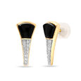 18KT Yellow Gold Unique Diamond and Onyx Stud Earrings,,hi-res view 2