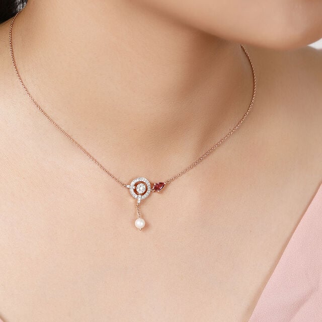14KT Rose Gold Celestial Sparkle Pink Tourmaline Choker Necklace,,hi-res image number null