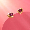 Valentine's Veil 14KT Gold & Pink Garnet Stud Earring,,hi-res view 1