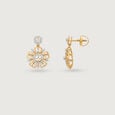 Blossoming Elegance Gold & Diamond Drop Earrings,,hi-res view 4